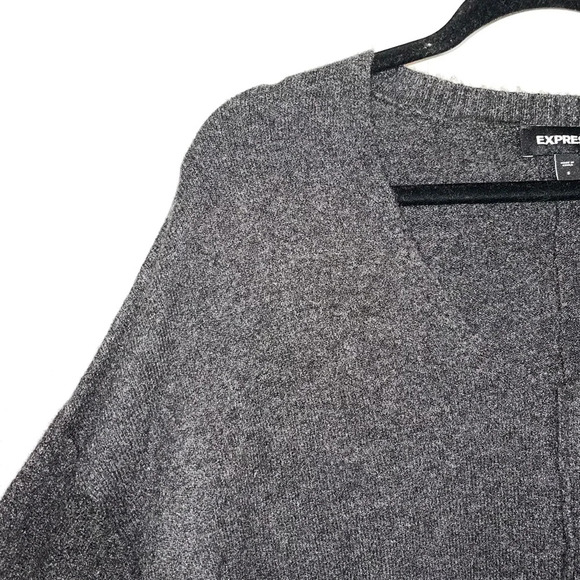 Express Dark Gray V-neck Oversized Plush Pullover Tunic Sweater Small Women’s - Picture 3 of 10